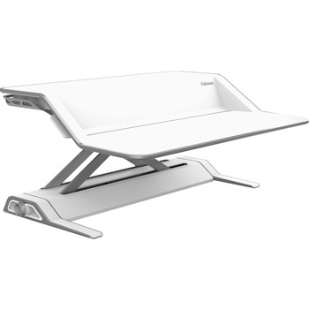 Fellowes Lotus Sit-Stand Workstation, 35 lb Load Capacity, 1 x Shelf(ves), 5.5 in H x 32.8 in W x 24.3 in D, Desktop, White