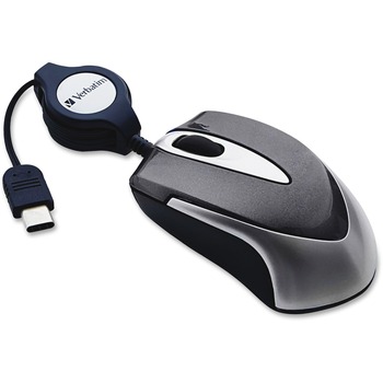 Verbatim USB-C Mini Optical Travel Mouse, Black, Scroll Wheel