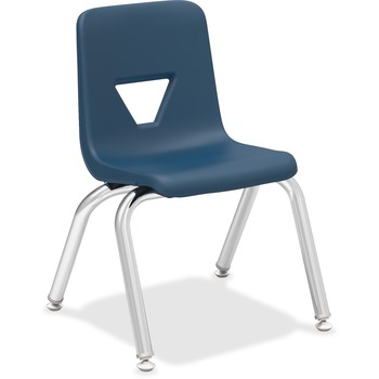 Lorell Stacking Student Chair, Four-legged Base, Polypropylene, 14.8&quot; W x 14&quot; D x 22&quot; H, Navy, 4/CT