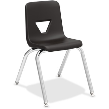 Lorell Stacking Student Chair, Four-legged Base, Polypropylene, 16&quot; W x 20.5&quot; D x 27&quot; H, Black, 4/CT