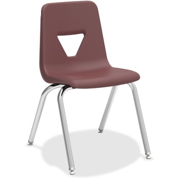 Lorell Stacking Student Chair, Four-legged Base, Polypropylene, 18.8&quot; W x 20.5&quot; D x 30&quot; H, Burgundy, 4/CT