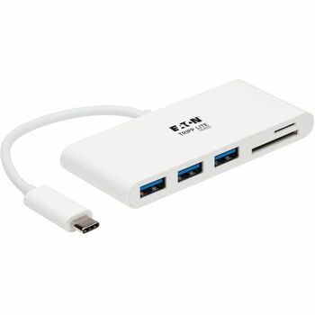 Tripp Lite by Eaton 3-Port USB-C Hub with Card Reader, USB-C to 3x USB-A Ports and SD Reader, USB 3.0, White