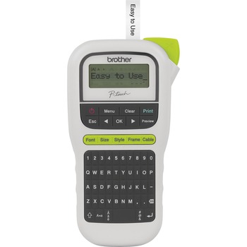 Brother P-Touch 110 Handheld Label Maker, Thermal Transfer, 0.79 in/s Mono, 3 Fonts, 180 dpi, Battery, Power Adapter