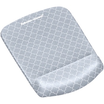 Fellowes PlushTouch Mouse Pad Wrist Rest with Microban, 1 in x 7.25 in x 9.38 in, Gray/White