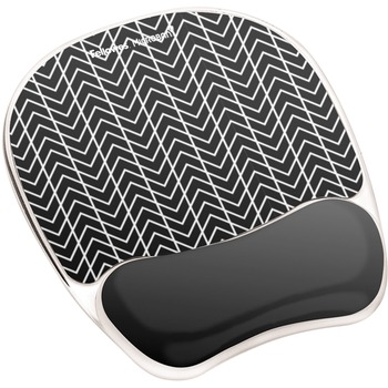 Fellowes Photo Gel Mouse Pad Wrist Rest with Microban, 9.25 in x 7.88 in x 0.88 in, Black/White