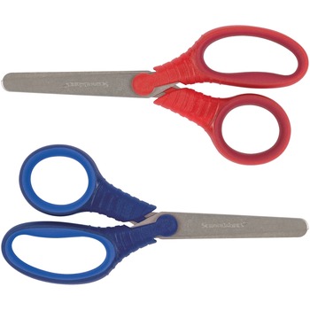 Fiskars Schoolworks 5&quot; Kids Scissors, 5&quot; Overall Length, Left/Right, Stainless Steel, Blunted Tip, Red, Blue, 2/PK