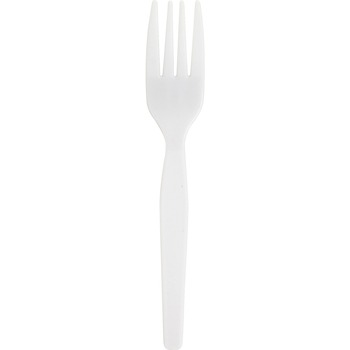 Genuine Joe Plastic Forks, Heavy-Weight, White, 1000/Carton