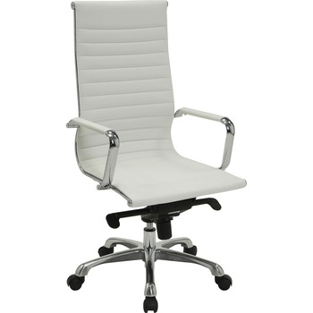 Lorell Modern Executive Chair, Bonded Leather, 24.4&quot; W x 25&quot; D x 47&quot; H, White