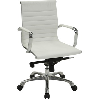 Lorell Modern Management Chair, Bonded Leather, 24.8&quot; W x 25&quot; D x 39.4&quot; H, White