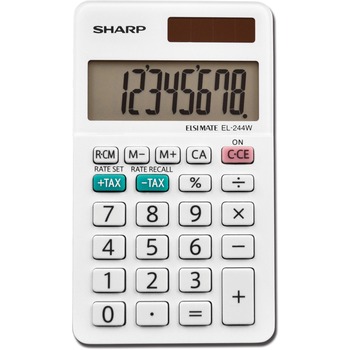 Sharp EL-244WB 8 Digit Professional Pocket Calculator, Extra Large Display, White