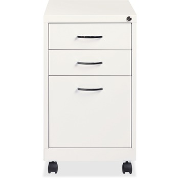 Lorell 3-drawer Mobile Pedestal File, 15&quot; x 19&quot; x 26&quot;, Steel, Recycled, White