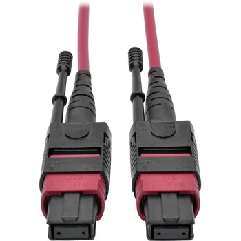 Tripp Lite by Eaton 100G MTP/MPO Multimode OM4 Plenum-Rated Fiber Optic Cable (F/F), 12 Fiber, 40/100GBASE-SR4, 15 m, Magenta