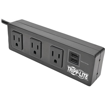 Tripp Lite by Eaton 3-OUTLET SURGE PROTECTOR POWER STRIP CLAMP W/ 2-PORT USB CHA
