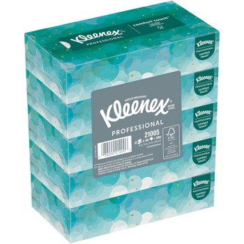 Kleenex Professional Facial Tissue for Business, Flat Box, 2-Ply, White, 5 Boxes Of 100 Tissues, 500 Tissues/Pack