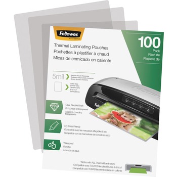 Fellowes Letter-Size Thermal Laminating Pouches, 9 in W x 11.50 in L, 5 mil Thickness, 100/Pack
