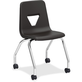 Lorell Classroom Mobile Chairs, Four-Legged Base, Polypropylene, 18.5&quot; W x 21&quot; D x 30&quot; H, Black, 2/CT