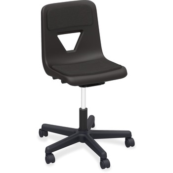 Lorell Classroom Adjustable H Padded Mobile Task Chair, Polypropylene, 25&quot; W x 25&quot; D x 32.5&quot; H, Black