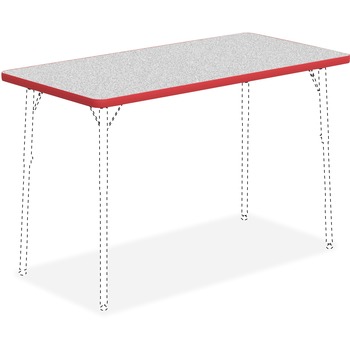 Lorell Classroom Activity Tabletop, High Pressure Laminate, 48&quot;W x 24&quot;D x 1.13&quot; Thickness, Assembly Required, Gray Nebula/Red
