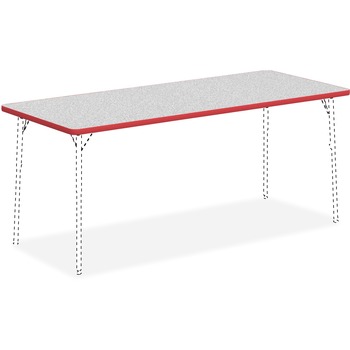 Lorell Classroom Activity Tabletop, High Pressure Laminate, 72&quot;W x 30&quot;D x 1.13&quot; Thickness, Assembly Required, Gray Nebula/Red
