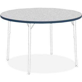 Lorell Activity Tabletop, High Pressure Laminate, 1.13&quot; Thickness x 48&quot; Diameter, Assembly Required, Gray Nebula/Blue