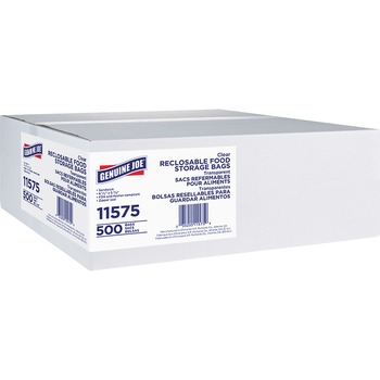 Genuine Joe Food Storage Bags, Zipper, 1.15 mil, Plastic, 6-1/2&quot; x 5-22/25&quot;, Clear, 500 Bags/Box