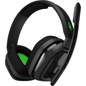 Logitech Astro A10 Headset - Stereo - Mini-phone - Wired - Binaural - Circumaural - Green, Gray
