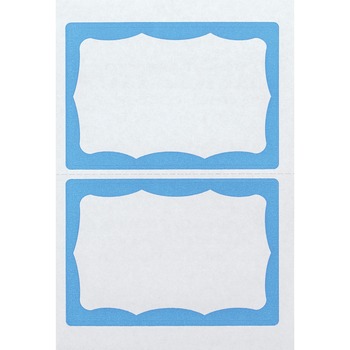 Advantus Color Border Adhesive Name Badges, Removable Adhesive, 2 5/8&quot;H x 3 3/4&quot;W, White, Blue, 100/BX