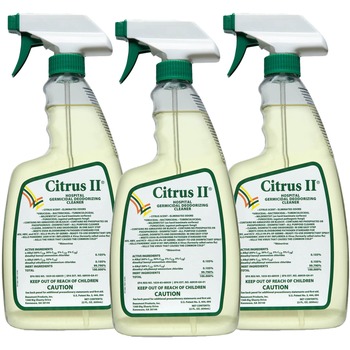  Germicidal Cleaner, Ready-To-Use Spray, 0.17 gal (22 fl oz), Citrus ScentBottle, White, Green, 3/PK