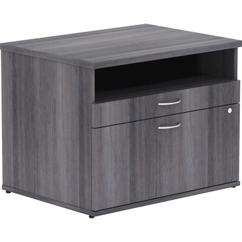 Lorell Relevance Series Office File Cabinet Credenza, 29.5&quot; x 22&quot; x 23.1&quot;, Laminate, Charcoal/Silver