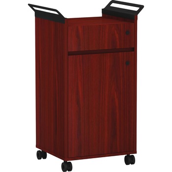 Lorell Mobile Storage Cabinet with Drawer, 23.5&quot; x 17.8&quot; x 36.4&quot;, Laminate, Steel, Assembly Required, Mahogany