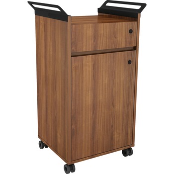 Lorell Mobile Storage Cabinet with Drawer, 23.5&quot; x 17.8&quot; x 36.4&quot;, Laminate, Steel, Assembly Required, Walnut