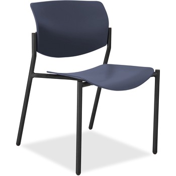 Lorell Stack Chairs with Molded Plastic Seat &amp; Back, 21.5&quot;W x 25&quot;D x 33&quot;H, Dark Blue/Black, 2/CT
