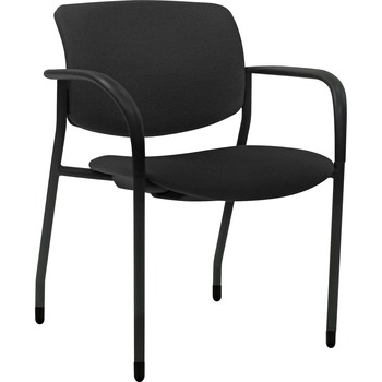 Lorell Contemporary Stacking Chair, Foam/Crepe Fabric/Tubular Steel, Powder Coated, 25.5&quot; W x 25&quot; D x 33&quot; H, Black, 2/CT