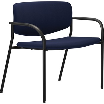 Lorell Bariatric Guest Chairs, Steel/Crepe Fabric, Four-legged Base, 30&quot; Seat W, 25&quot; W x 33&quot; D x 36.5&quot; H, Black/Dark Blue