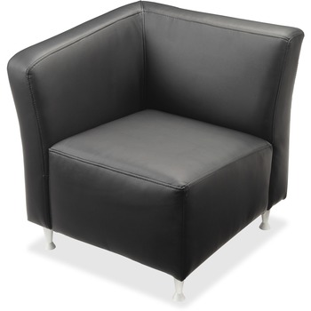 Lorell Fuze Modular Series Guest Seating, Leather, 32.5&quot; W x 28.3&quot; D x 29.5&quot; H, Black