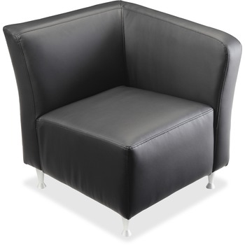 Lorell Fuze Modular Series Guest Seating, Leather/Brushed Aluminum, 32.5&quot; W x 28.3&quot; D x 29.5&quot; H, Black