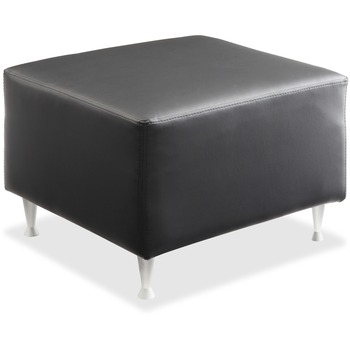 Lorell Fuze Modular Series Guest Seating, Four-legged Base, Leather/Aluminum, 27.5&quot; W x 28&quot; D x 18&quot; H, Black