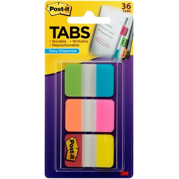Post-it&#174; Alternating Tabs, 1&quot; Height x 1.50&quot; Width, Self-adhesive, Assorted Colors, 36/PK
