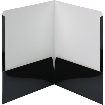 Smead High-Gloss Two-Pocket Folders, Letter, 8 1/2&quot; x 11&quot; Sheet Size, 2 Pockets, Black, 25/BX