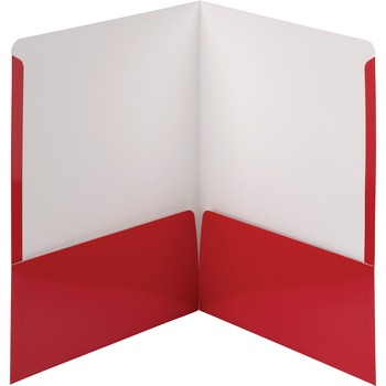 Smead High-Gloss Two-Pocket Folders, Letter, 8 1/2&quot; x 11&quot; Sheet Size, 2 Pockets, Red, 25/BX