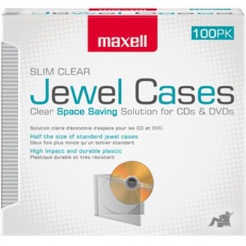 Maxell Jewel Cases Slim Line, Clear, 100/PK