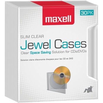 Maxell Jewel Cases Slim Line, Clear, 30/PK