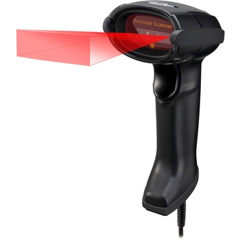 Adesso NuScan 2D Antimicrobial Handheld Barcode Scanner - Cable Connectivity - 1D, 2D - CMOS - Black
