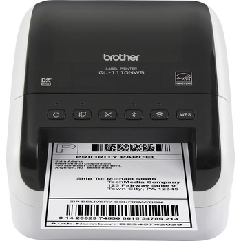Brother Brother QL-1110NWB Desktop Direct Thermal Printer, Ethernet, USB, Bluetooth, 118.11&quot; Print Length