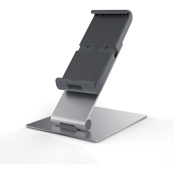 Durable Tablet Holder Desk Stand, 360 Degrees Rotation with Anti-Theft Device, Silver