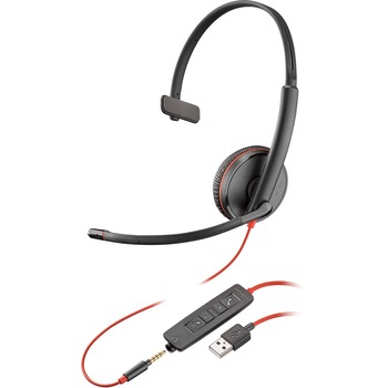 Poly Blackwire Corded Headset C3215, Mono, USB-A, PC/MAC, Universal