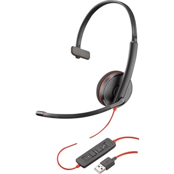 Poly Blackwire Corded Headset C3210, Mono, USB-A, PC/MAC, Universal