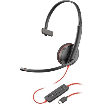 Poly Blackwire Corded Headset C3210, Stereo, USB-C, PC/MAC, Universal
