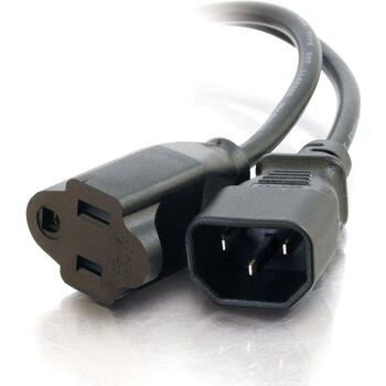 C2G 1ft 18 AWG Monitor Power Adapter Cord (IEC320C14 to NEMA 5-15R) - 1ft