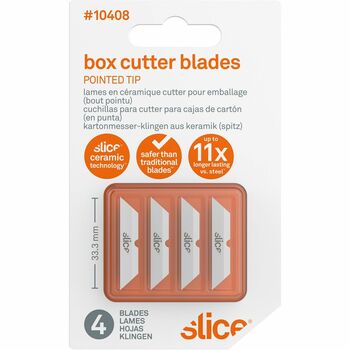 Slice&#174; Pointed Tip Ceramic Cutter Blades, 1.30&quot; Length, Dual-sided, White, 4/PK